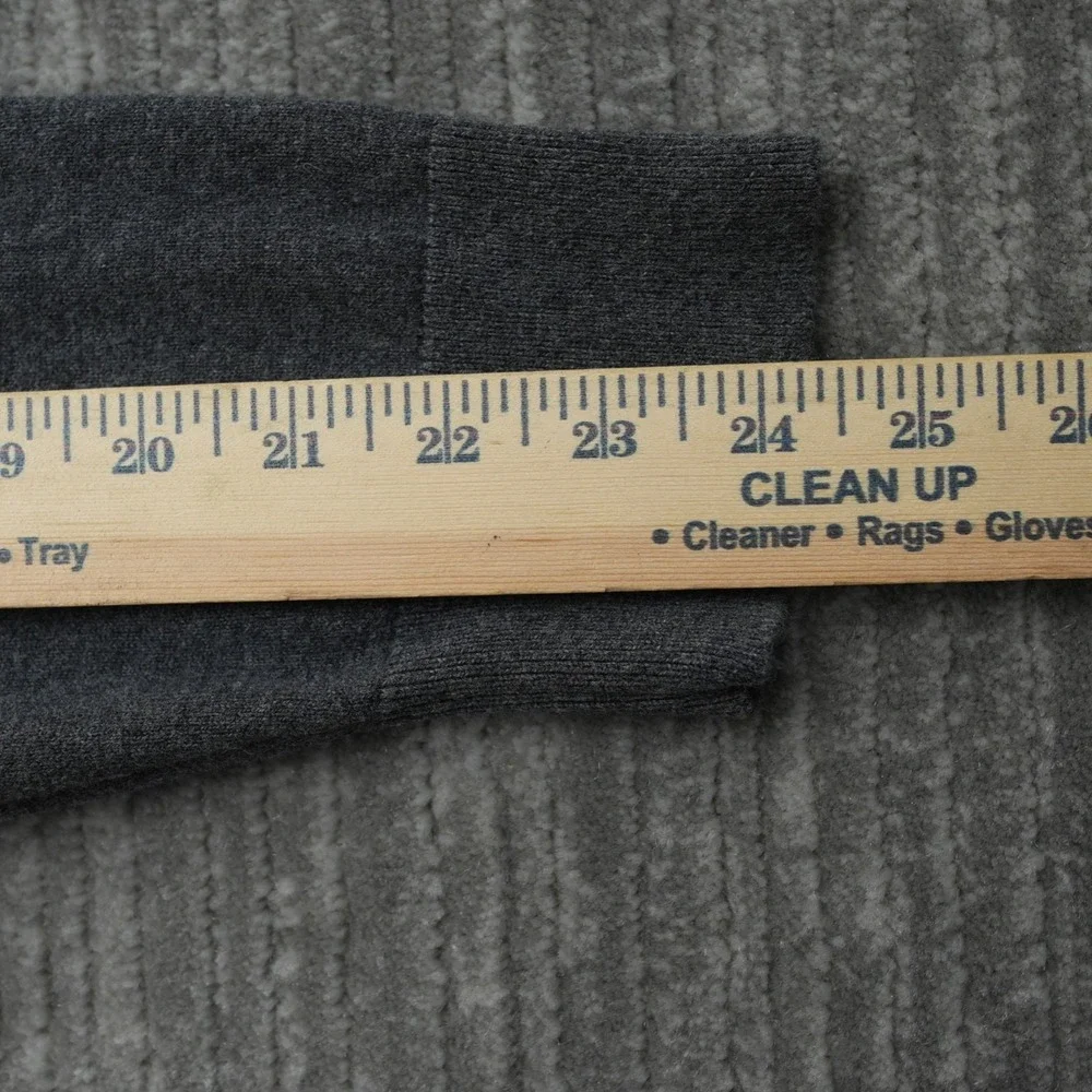 Claiborne Sweater Men V Neck Cashmere Cotton‎ Gray Long Sleeve Solid Large